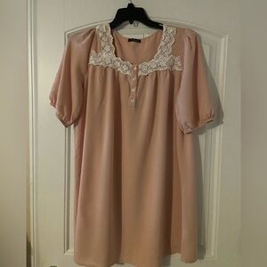 Women’s IN’VOLAND Brand Pink Retro Sleeping Gown 18